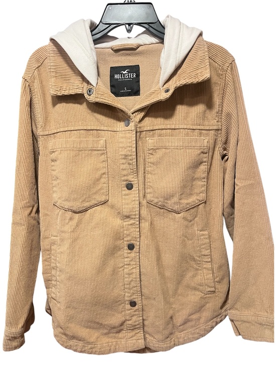 Hollister Jackets & Blazers - Hollister Hooded Corduroy Shacket Jacket Tan Snap Front Women’s Small